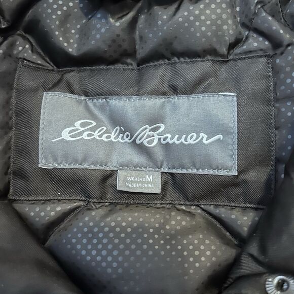 Women's Eddie Bauer Goose Down Parka Coat Size Medium Black Jacket Winter Warm - Picture 6 of 10